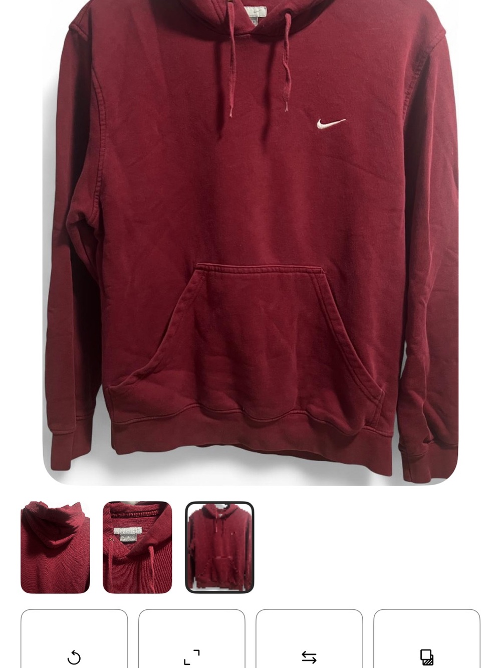 Nike Men's Burgundy Pullover Hoodie with White Swoosh